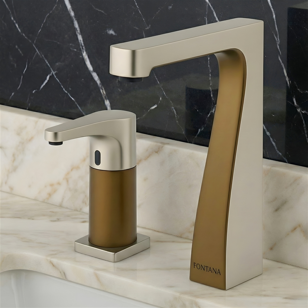 Clinician washing hands at a sensor-activated faucet in a healthcare sink area