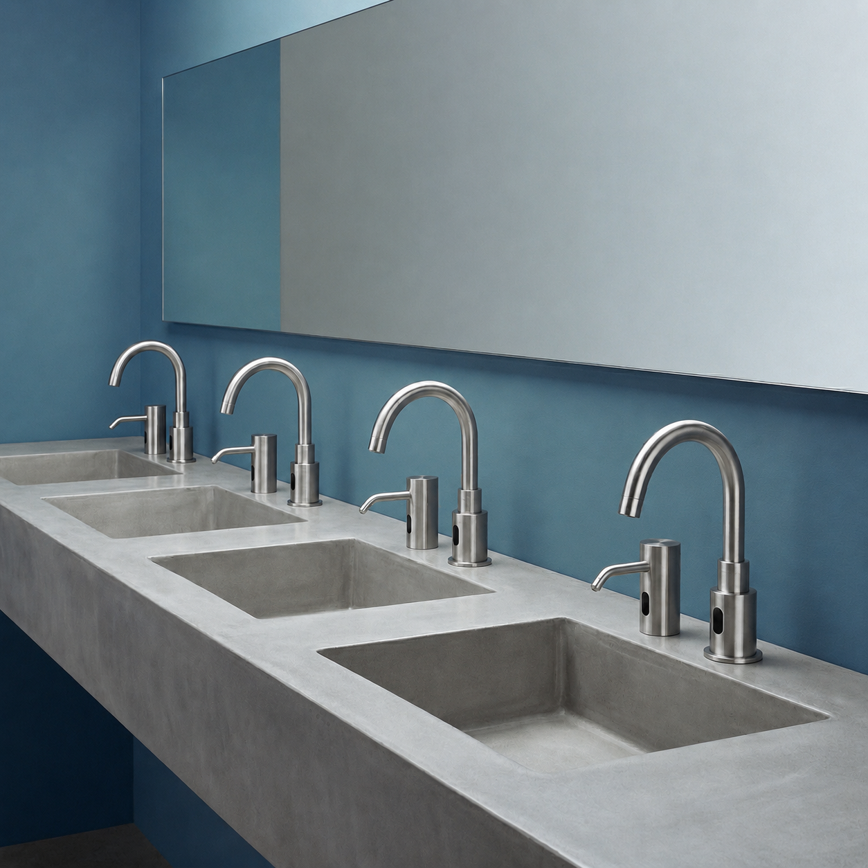 Fontana Cesano Maderno brushed-finish luxury touchless sensor faucet for private and public lavatory planning