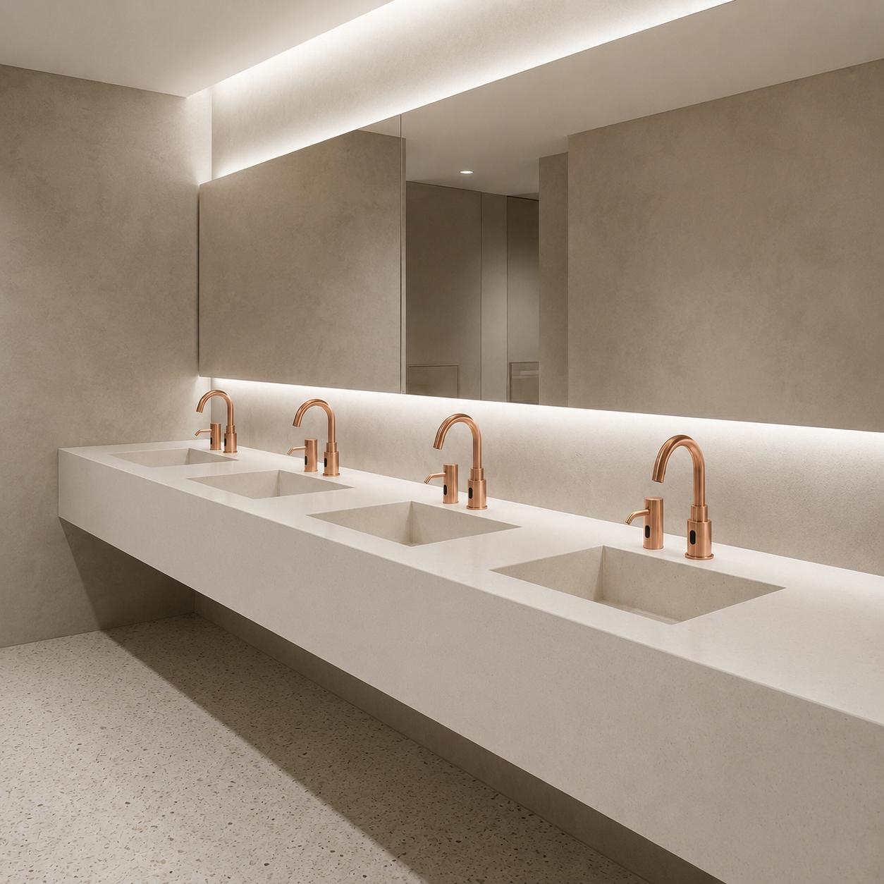 Actual touchless faucet system for commercial and hospitality projects